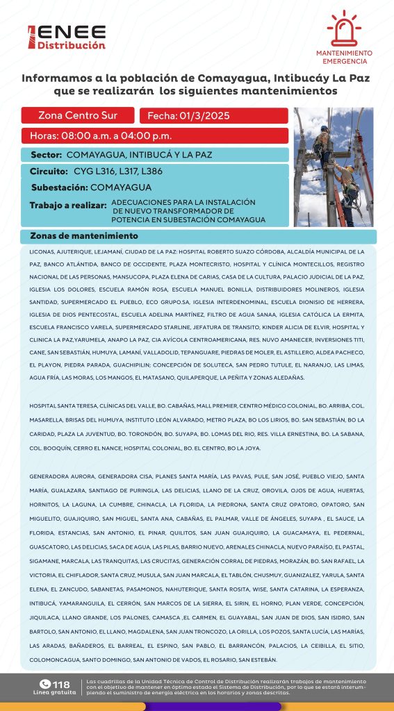 Lista de colonias que no tendrán luz pasado mañana