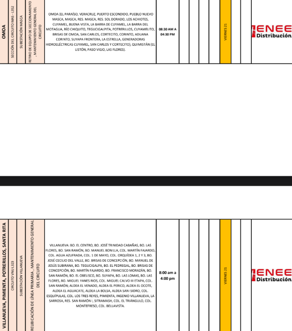 Lista de colonias que no tendrán luz pasado mañana