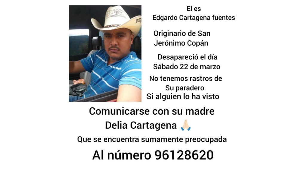Foto de Edgardo Cartagena Fuentes en vida, cuando lo andaban buscando.