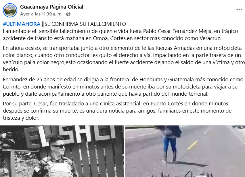 Captura de pantalla de la publicación