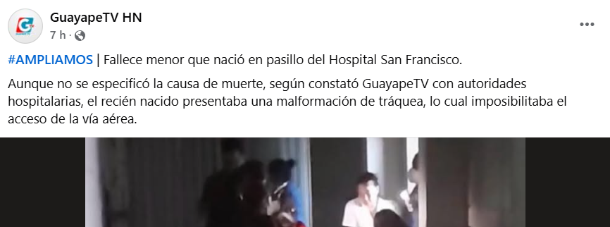 Captura de pantalla de la publicación