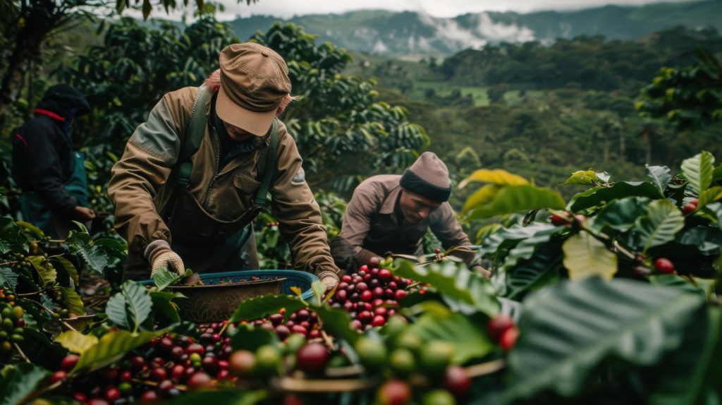 Personas recolectando café
