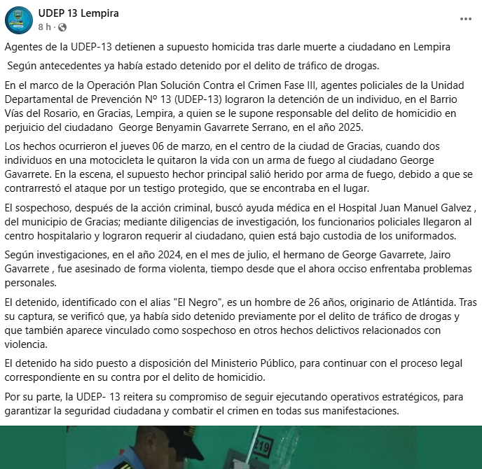 Captura de pantalla de la publicación