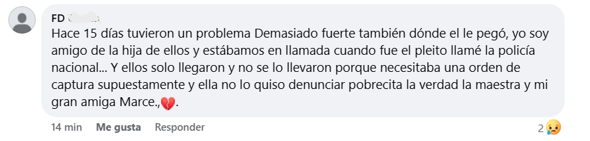 Captura de pantalla del comentario