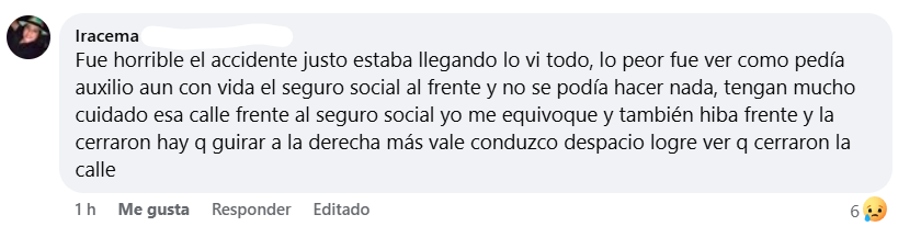 Captura de pantalla del comentario