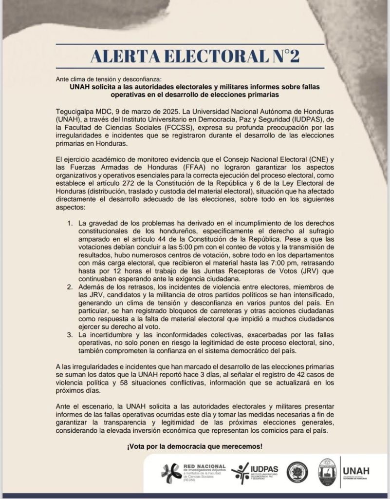 Comunicado de la UNAH