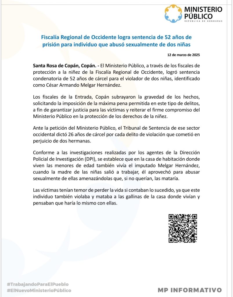 Comunicado del Ministerio Público