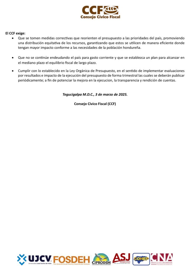 Comunicado del CCF donde se lee las críticas