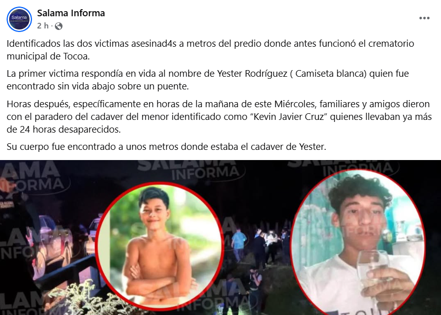 Captura de pantalla de la publicación