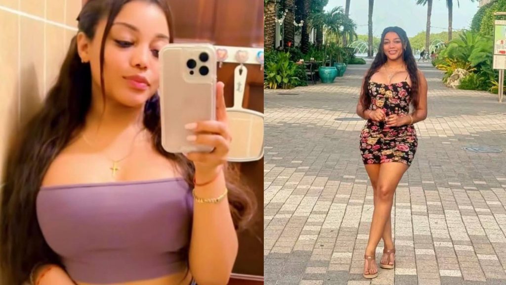 Dos fotografías de la joven