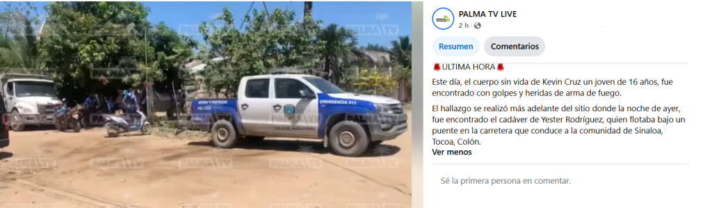 Captura de pantalla de la publicación