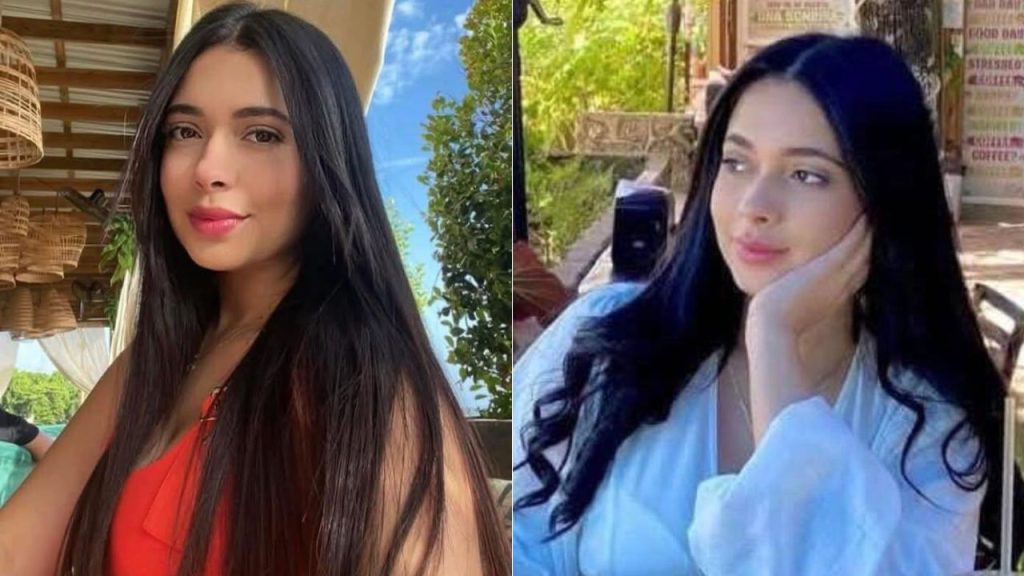 Dos fotografías de la joven