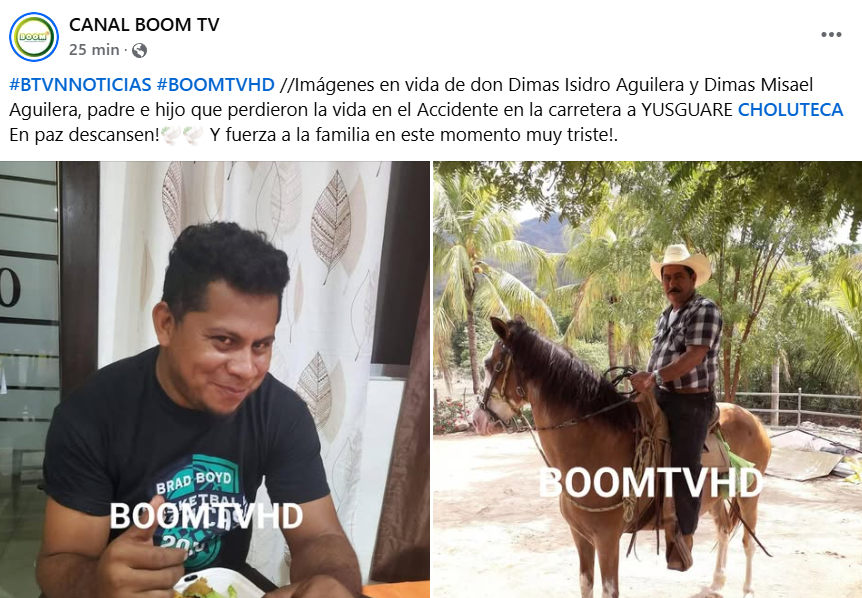 Captura de pantalla de la publicación