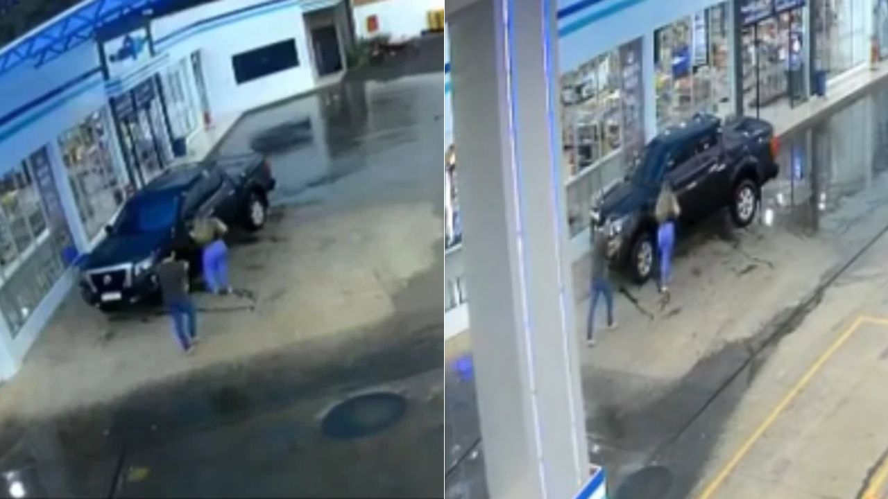 VIDEO: Joven madre es tiroteada por su esposo en una gasolinera