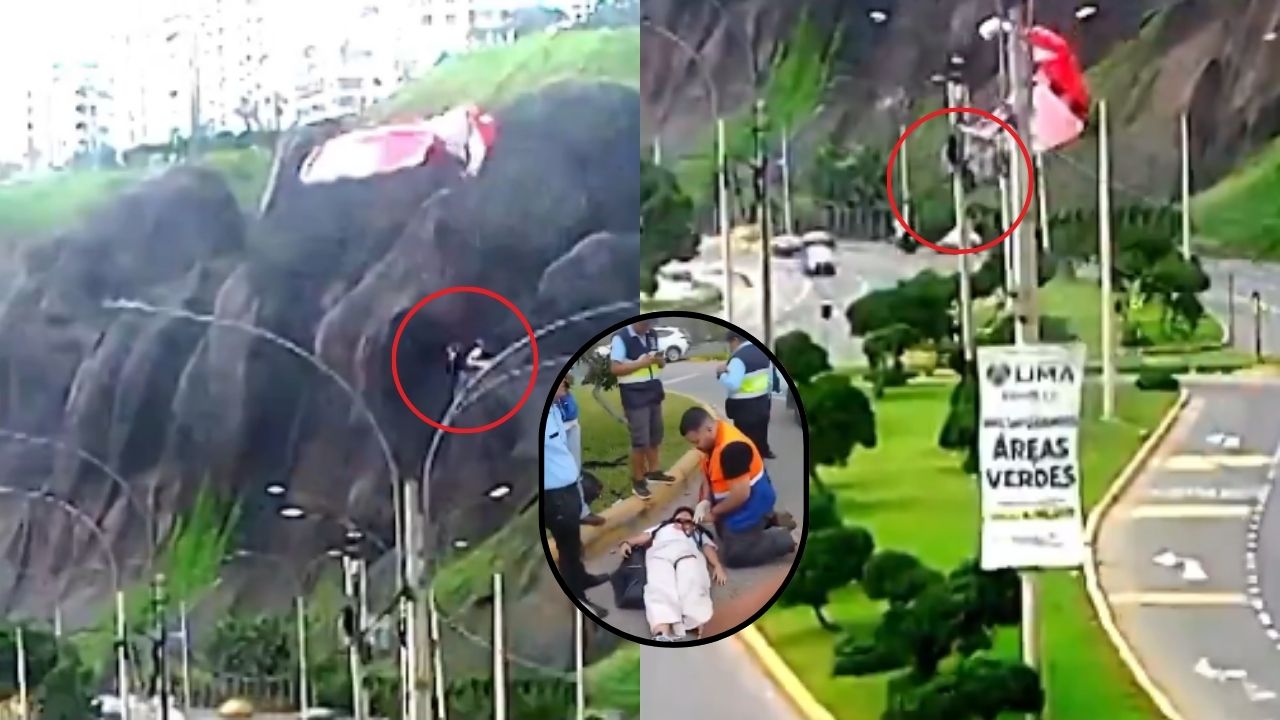 Mujer cayó desde barranco al no poder controlar el paracaídas por vientos