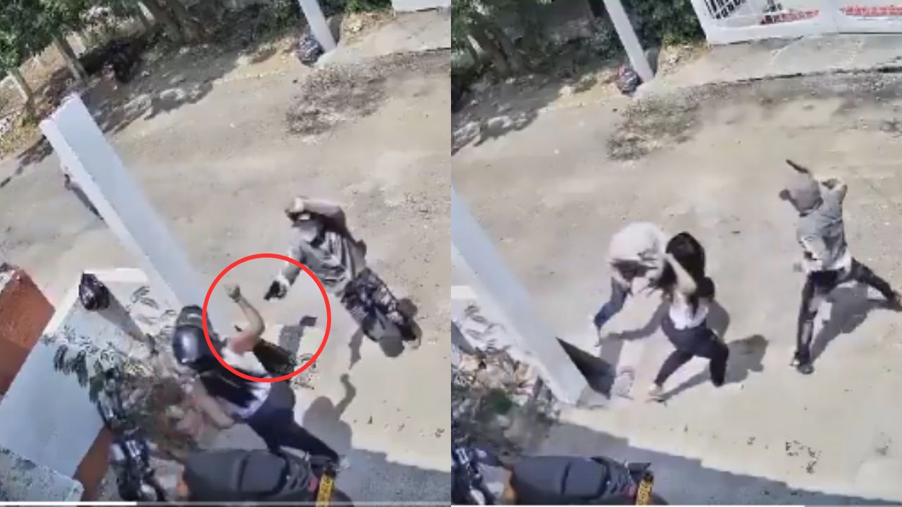 Vídeo: Mujer evita robo de su motocicleta al atacar a ladrones con su casco
