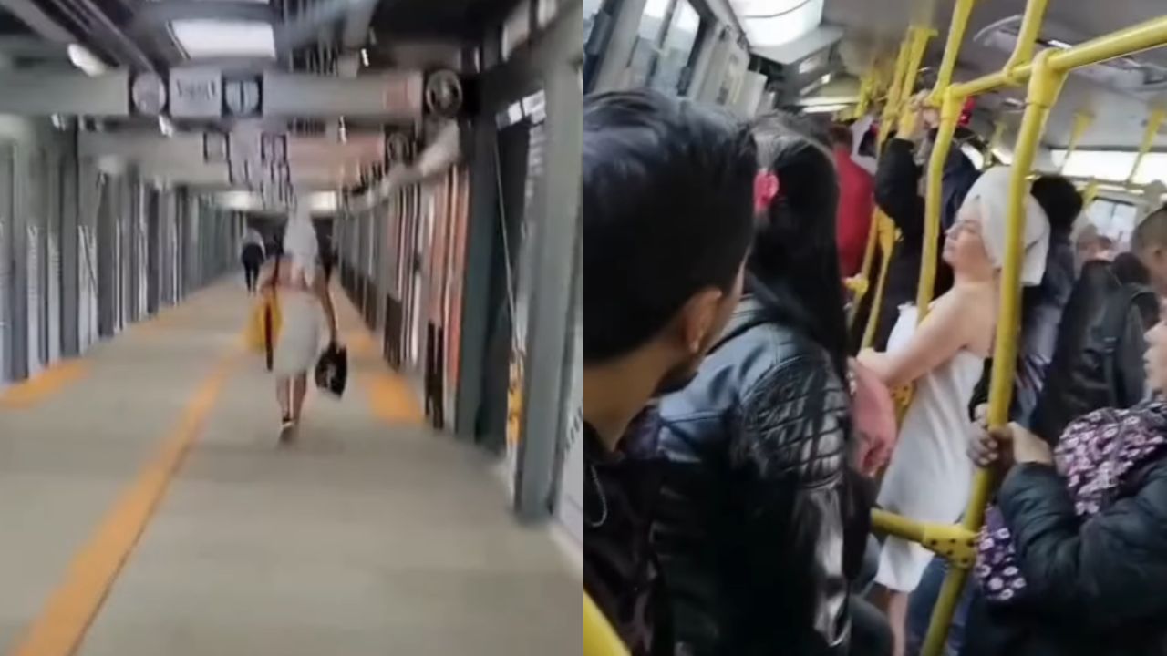 'Solo pasa en...': Graban a mujer que abordó bus vestida solo en toalla de baño
