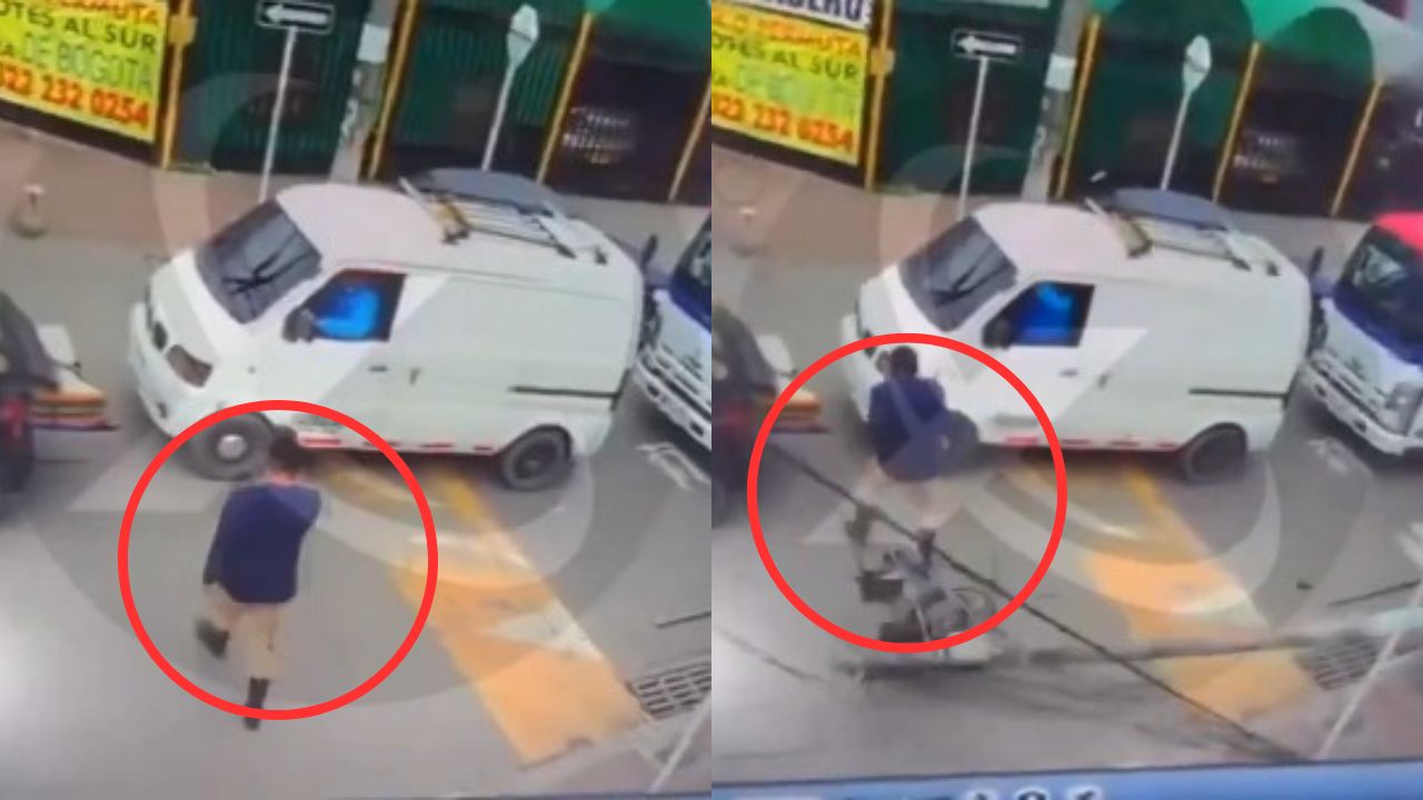 Vídeo: Peatón se salvó de morir tras que poste de luz cayó cerca de él
