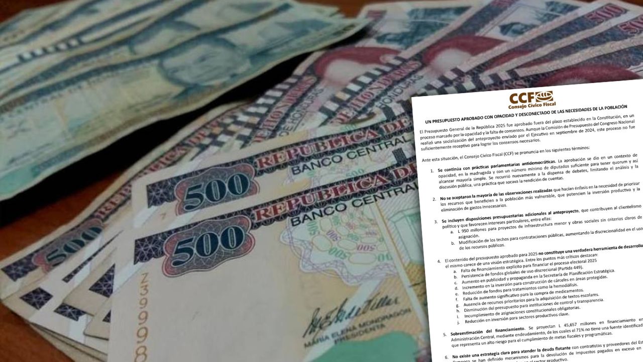 Presupuesto 2025 fue aprobado 'con opacidad y desconectado de las necesidades': CCF