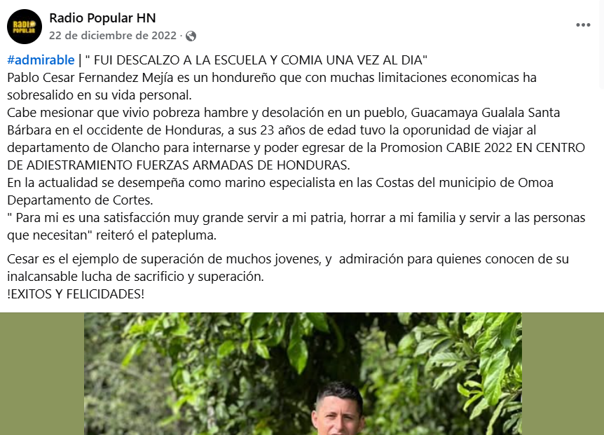 Captura de pantalla de la publicación