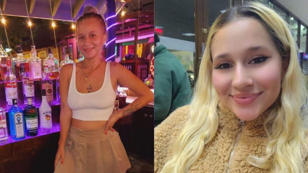 Dos fotografías de la joven