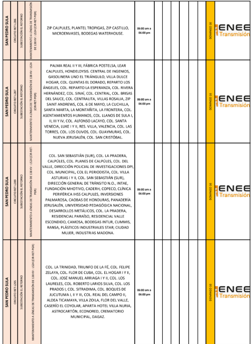 Lista de colonias que no tendrán luz pasado mañana