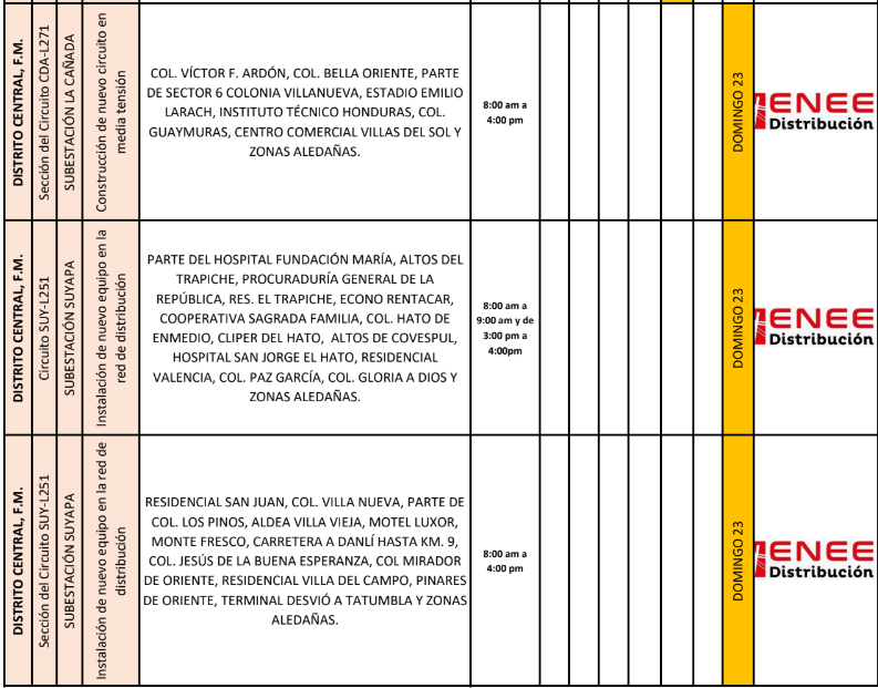 Lista de colonias que no tendrán luz pasado mañana