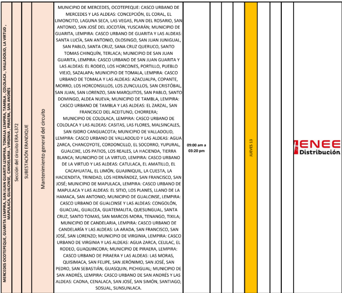 Lista de colonias que no tendrán luz pasado mañana