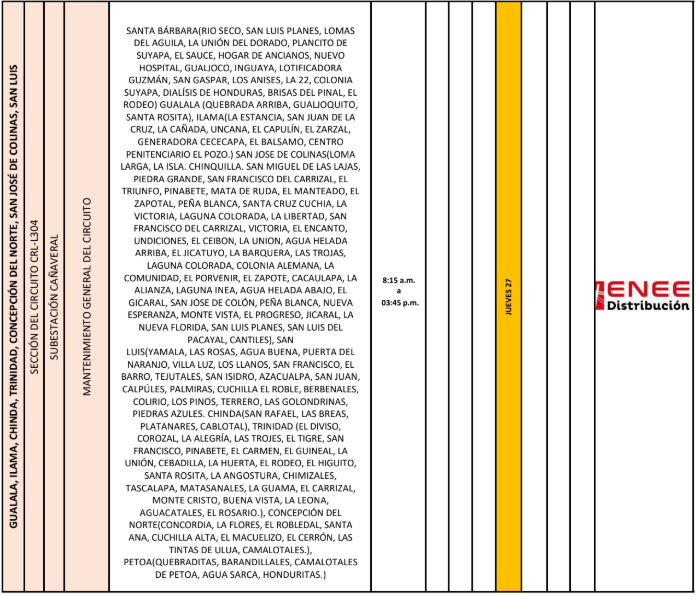 Lista de colonias que no tendrán luz pasado mañana