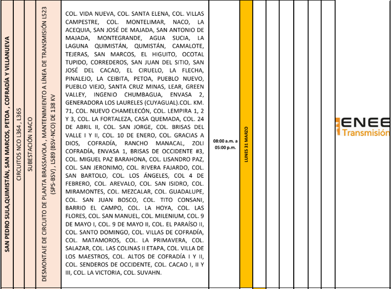 Lista de colonias que no tendrán luz pasado mañana