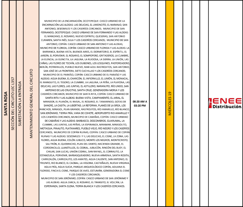 Lista de colonias que no tendrán luz pasado mañana