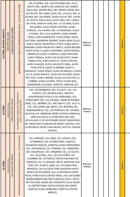 Lista de colonias que no tendrán luz pasado mañana