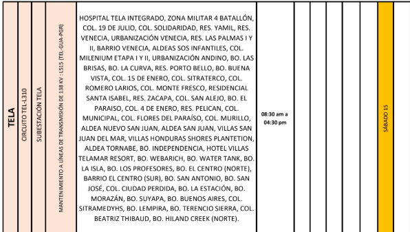 Lista de colonias que no tendrán luz pasado mañana