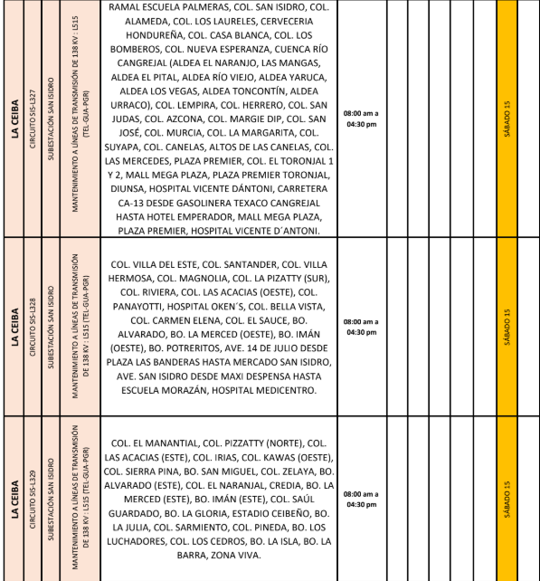 Lista de colonias que no tendrán luz pasado mañana