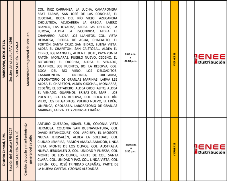 Lista de colonias que no tendrán luz pasado mañana