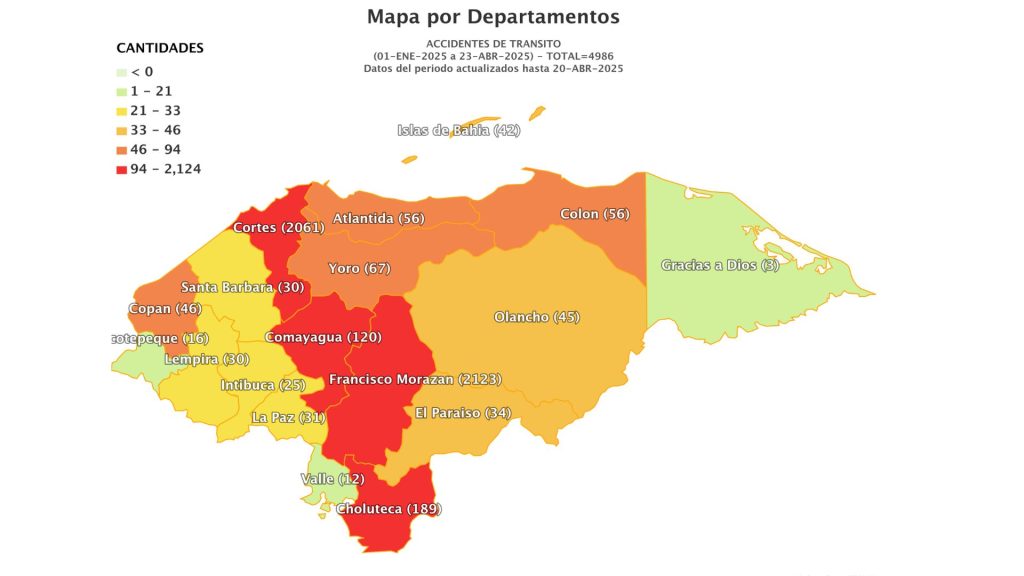 Mapa de accidentes en Honduras