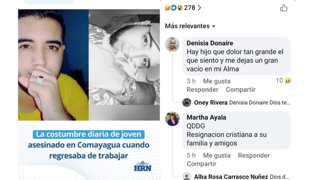 Captura sobre el asesinato de joven en Comayagua