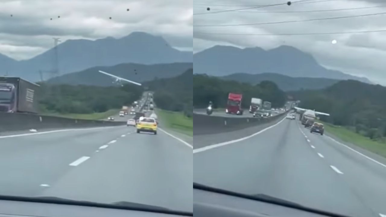 Vídeo: Avioneta aterriza en medio de una carretera muy transitada