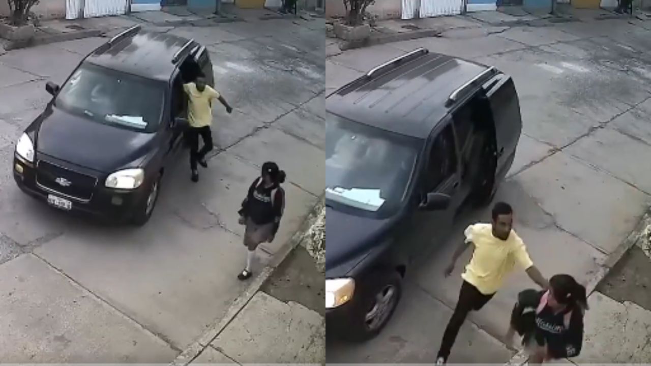 Cámara graba intento de secuestro a una adolescente que iba a la escuela