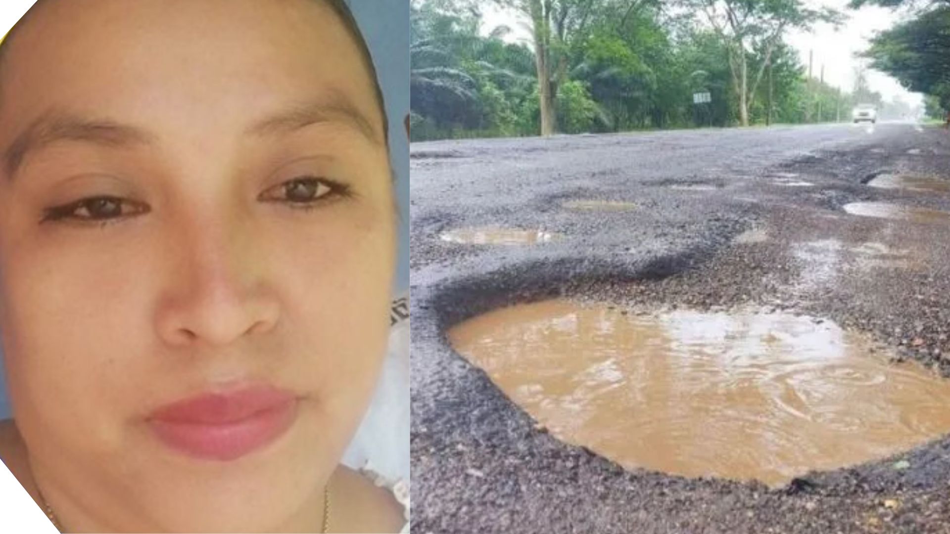 Hondureña muere y su hija resulta herida tras accidentarse a causa de un bache