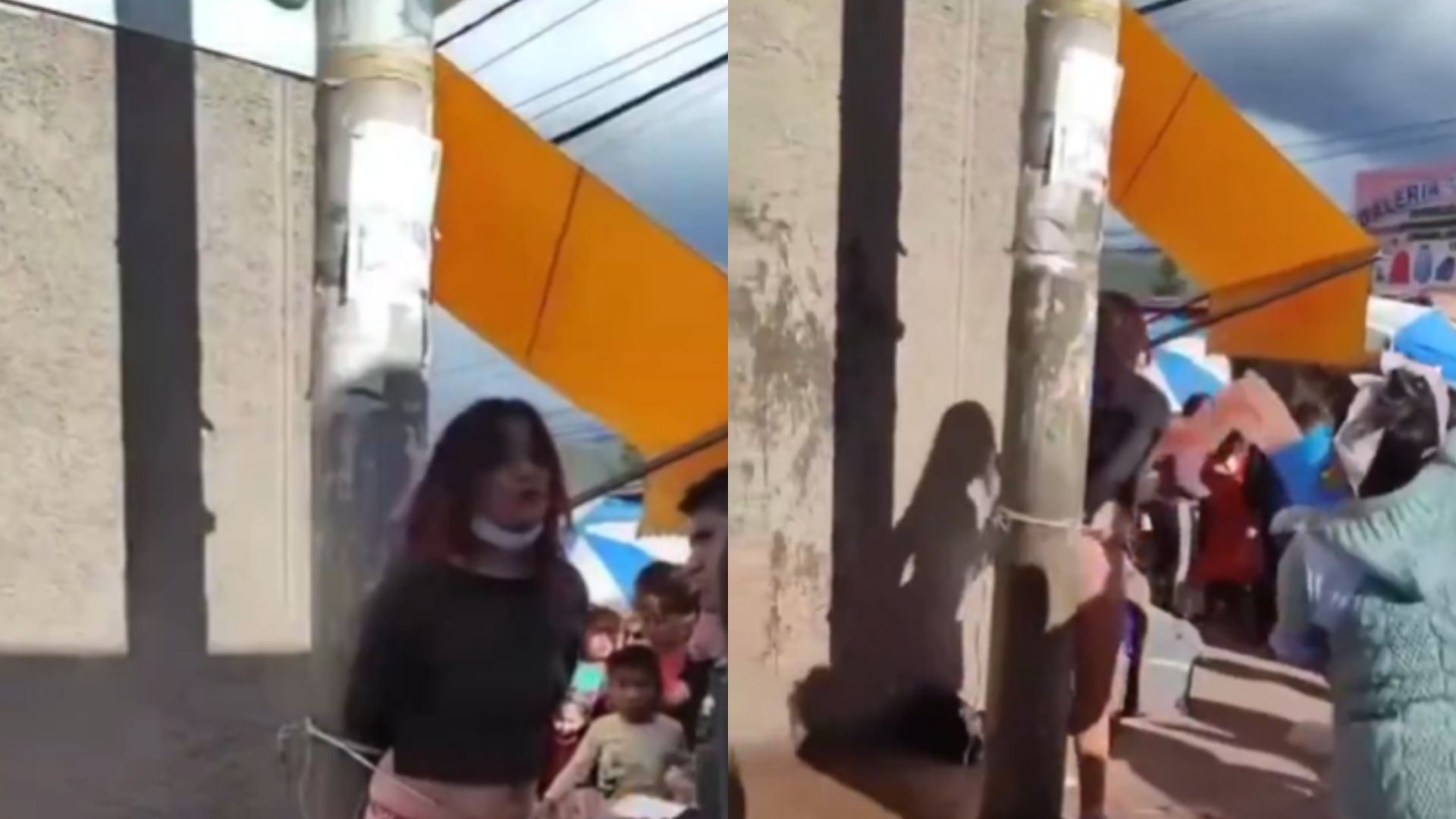 VIDEO: Amarran y le quitan la  ropa a joven que robo en una tienda en Perú