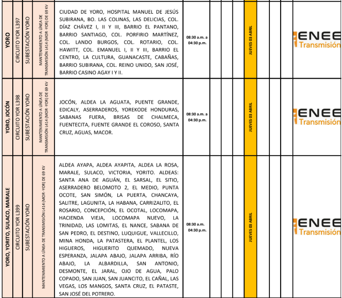 Lista de colonias que no tendrán luz pasado mañana