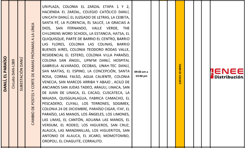 Lista de colonias que no tendrán luz pasado mañana