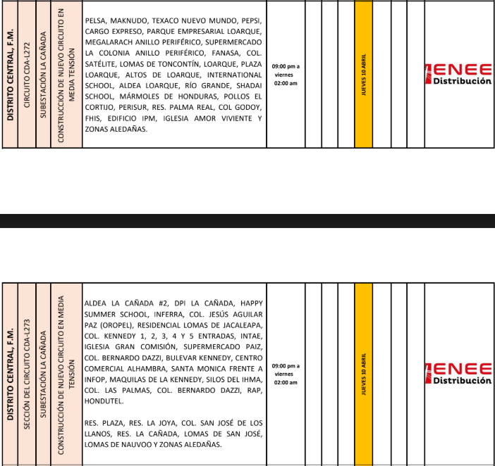 Lista de colonias que no tendrán luz pasado mañana