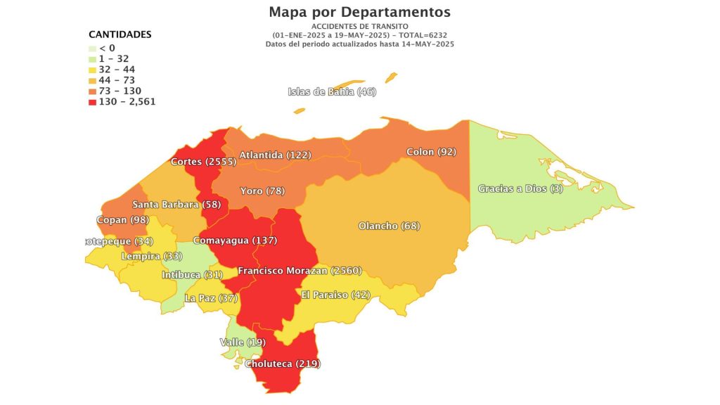 mapa de accidentes en Honduras