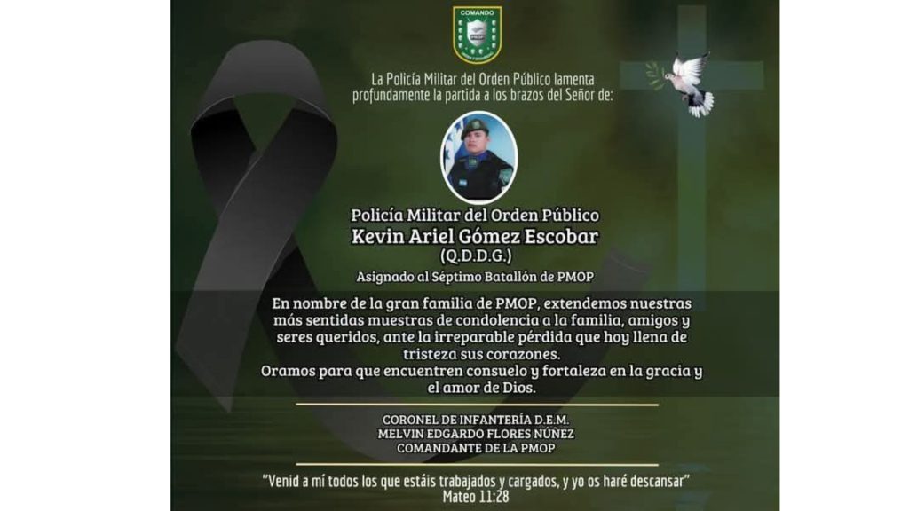 Acuerdo de dueño de la Policía Militar de Orden Público por la muerte de Kevin Ariel Gómez Escobar 