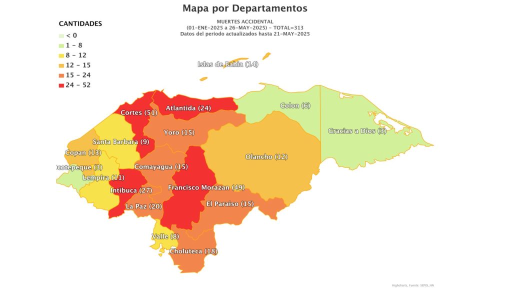 Mapa de muertes de forma accidental