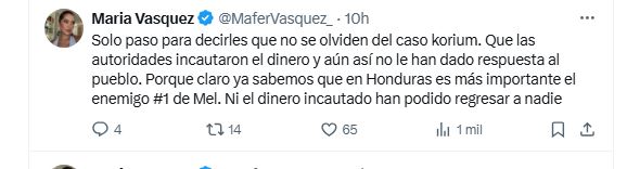 Mensaje de María Fernanda Vásquez, hija de Romeo