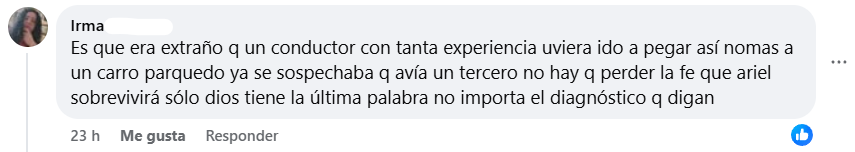 Captura de pantalla del comentario