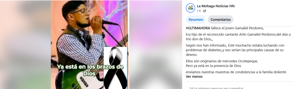 Captura de pantalla de la publicación